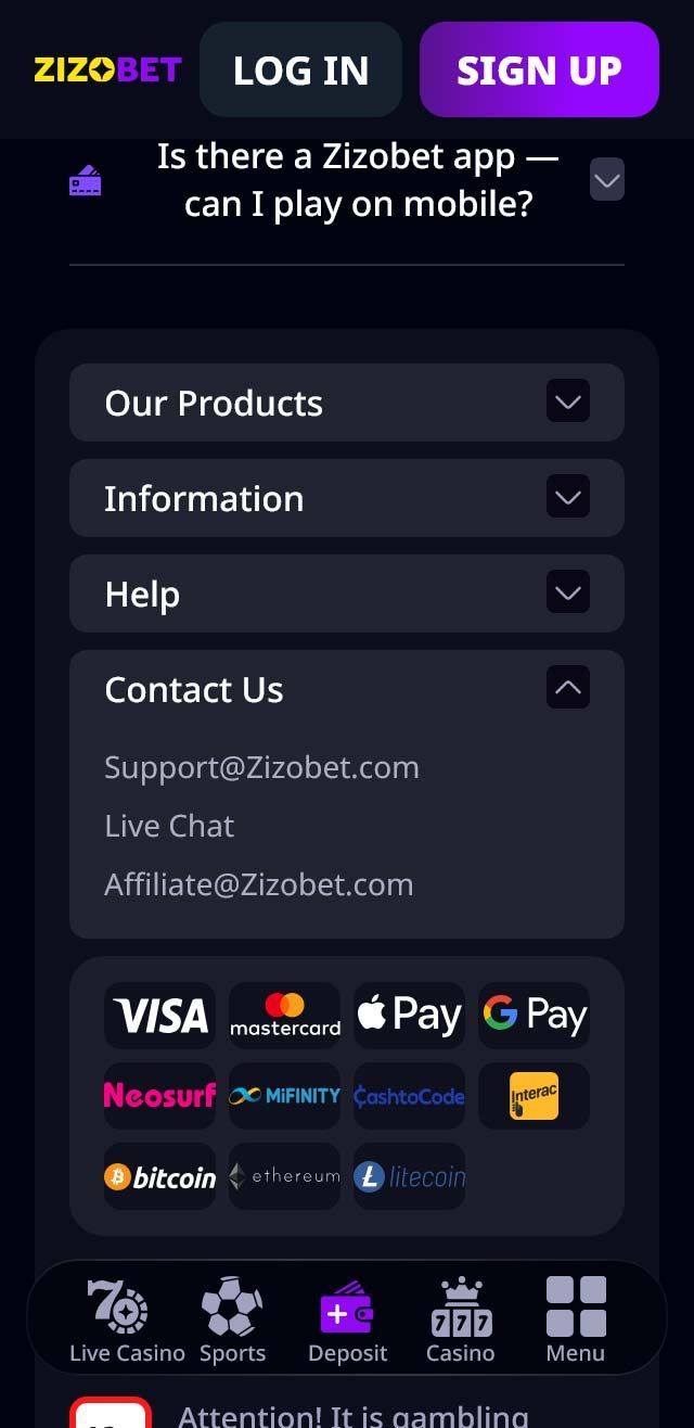 Zizobet Casino screenshot 8