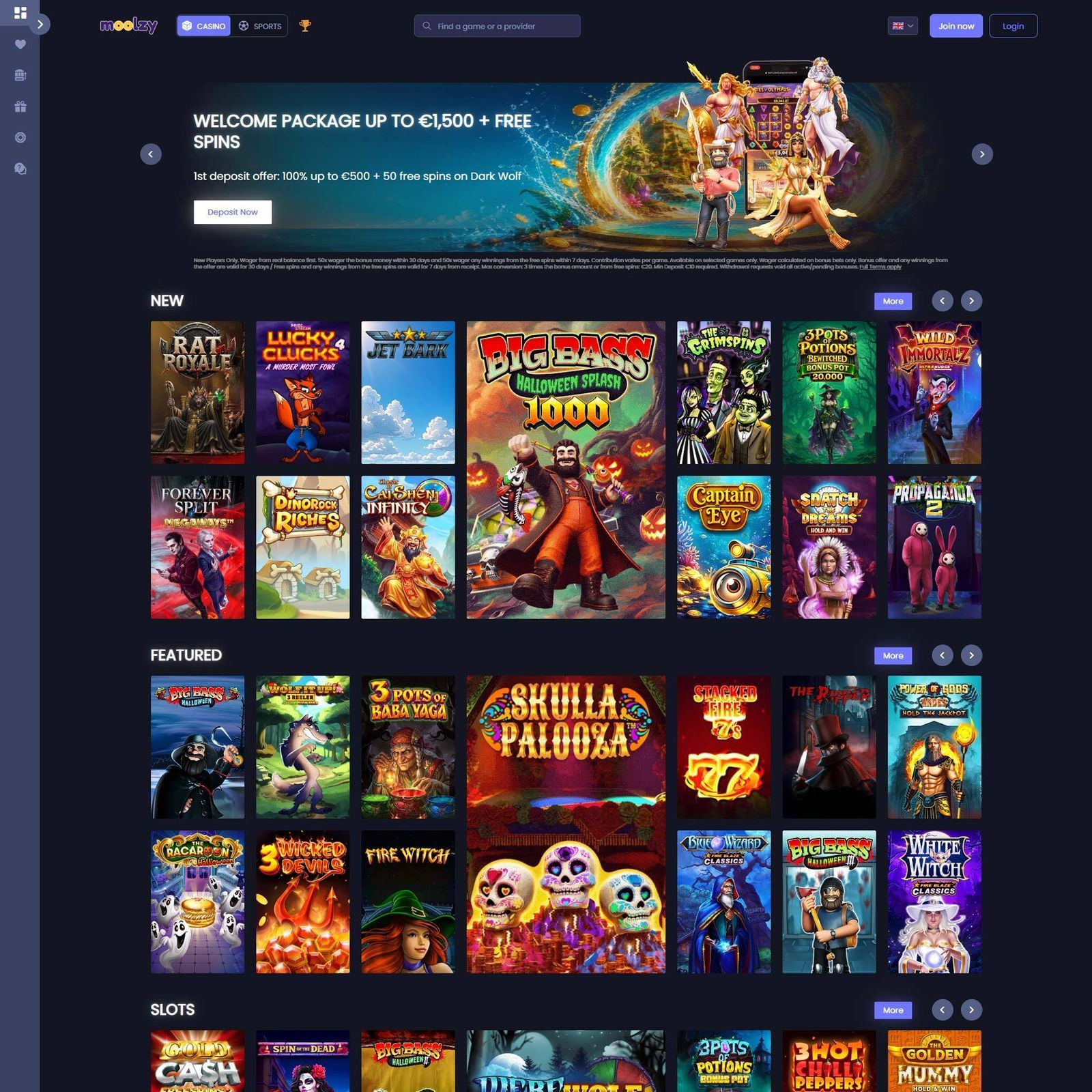 Moolzy Casino screenshot 1