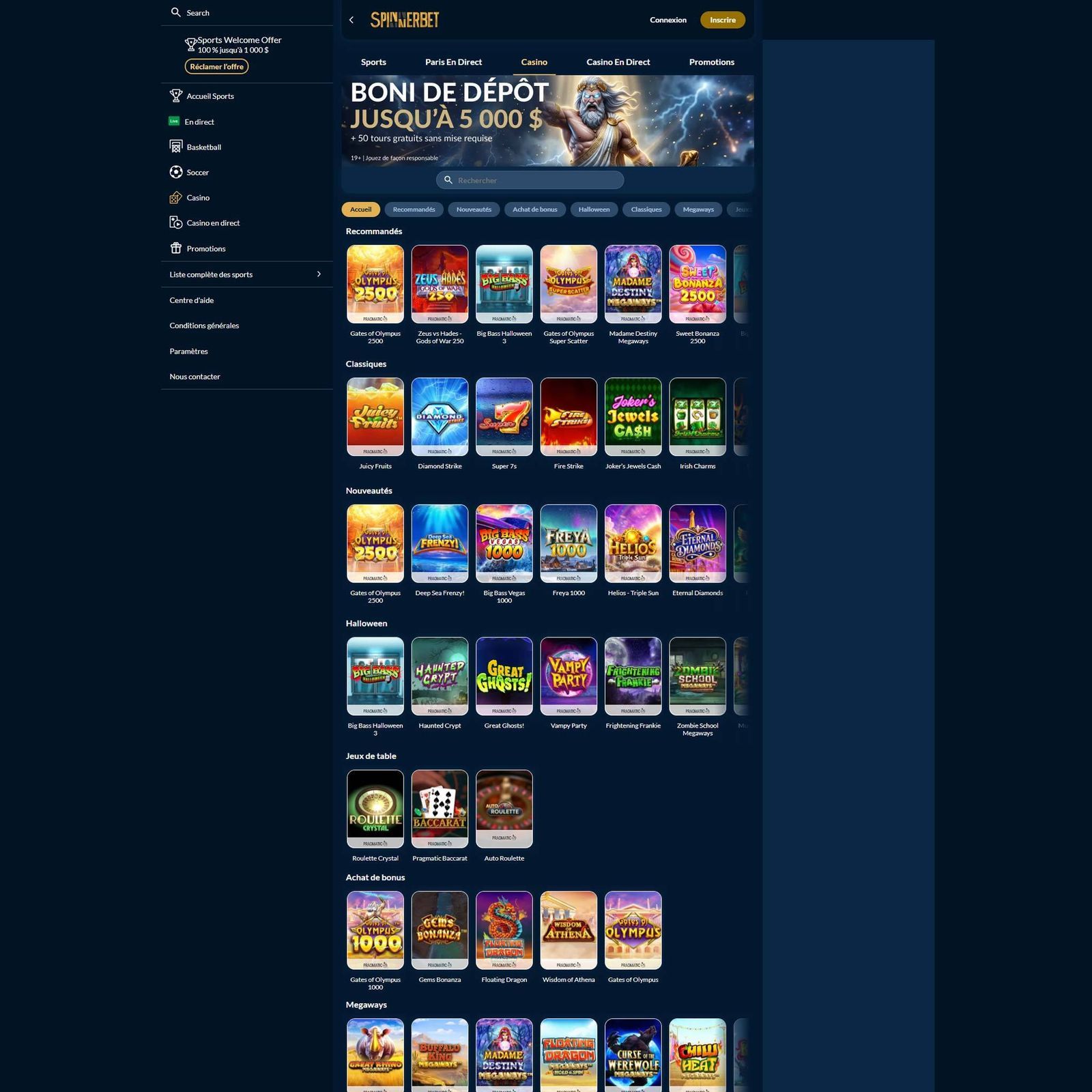 SpinnerBet Casino screenshot 1