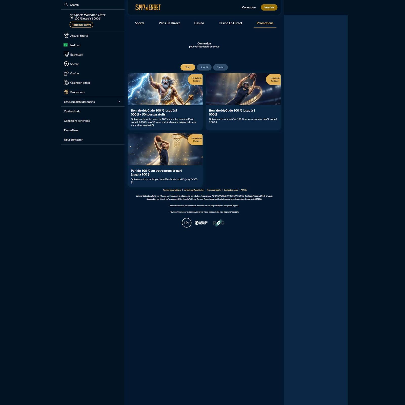 SpinnerBet Casino screenshot 3
