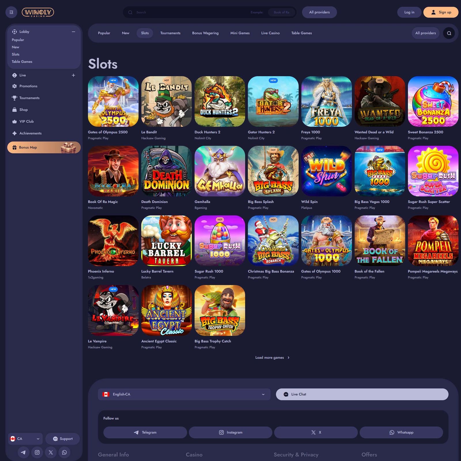 Winoly Casino screenshot 2
