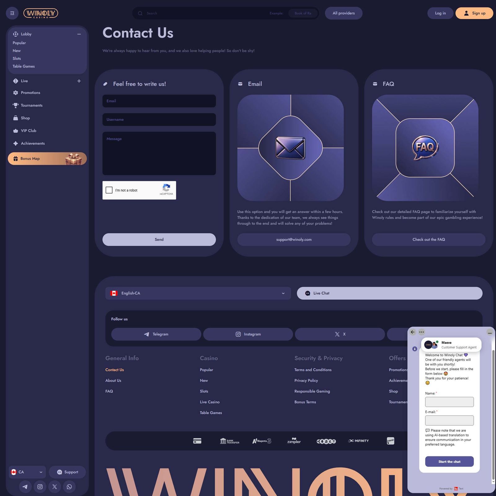 Winoly Casino screenshot 4