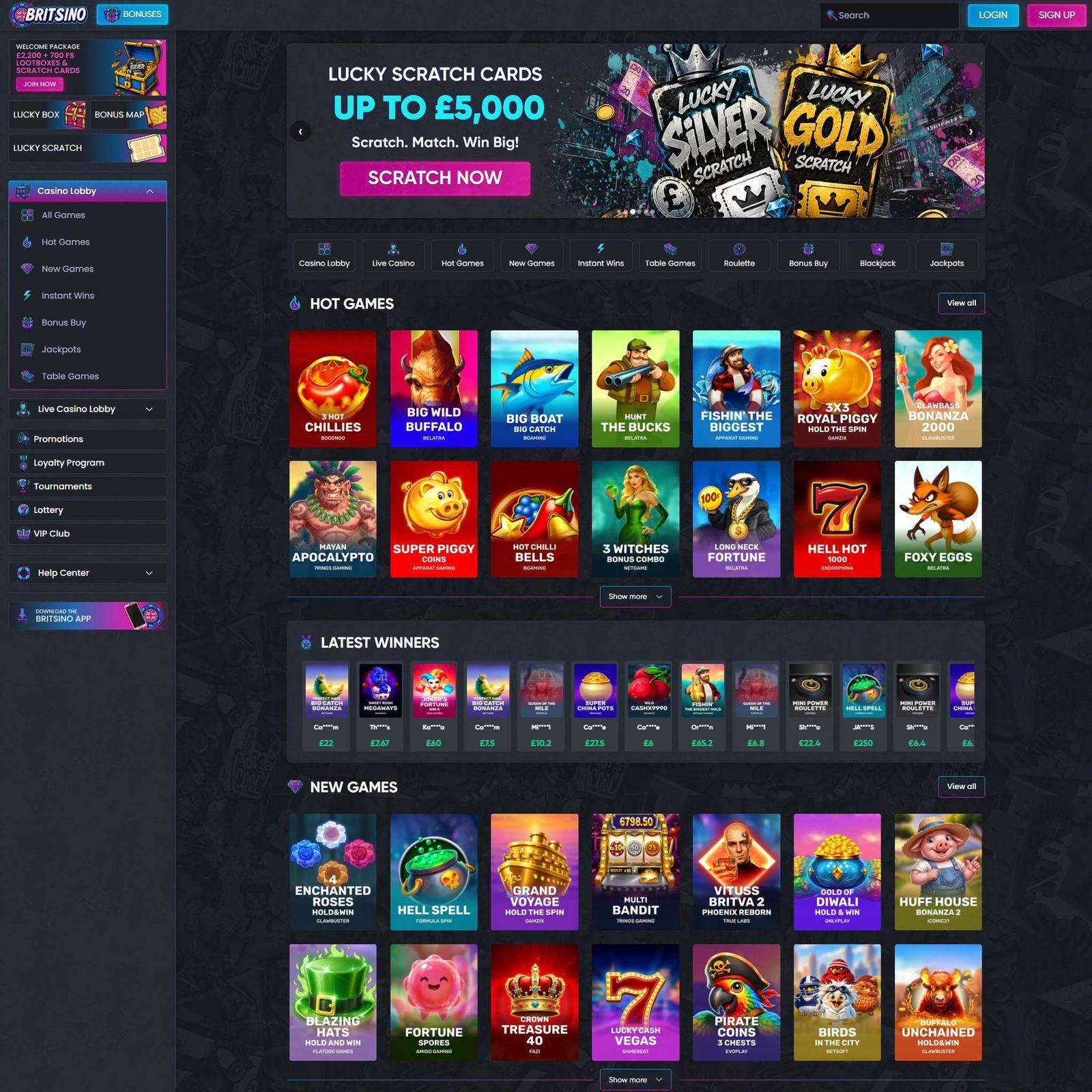 Britsino Casino screenshot 1