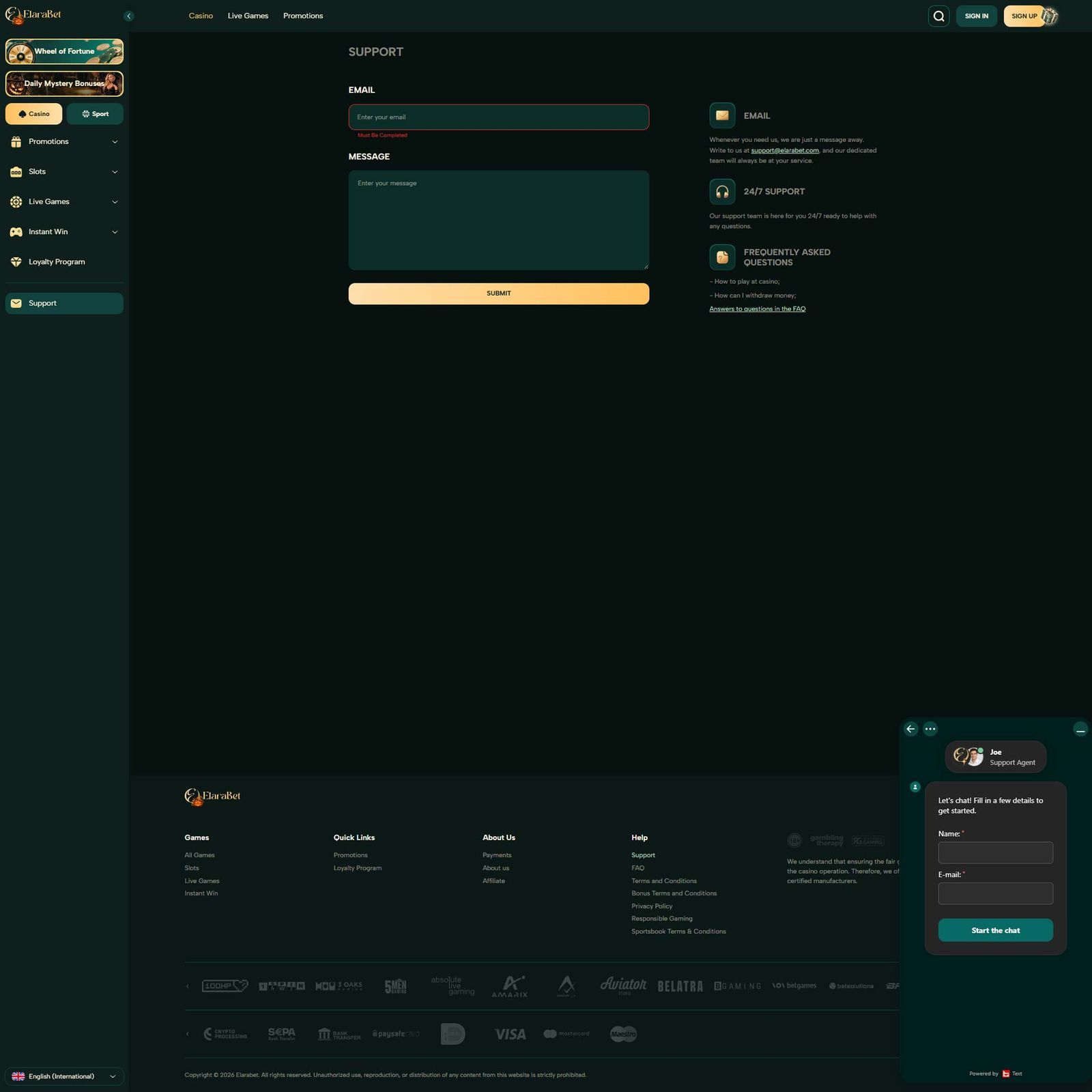 Elarabet Casino screenshot 4