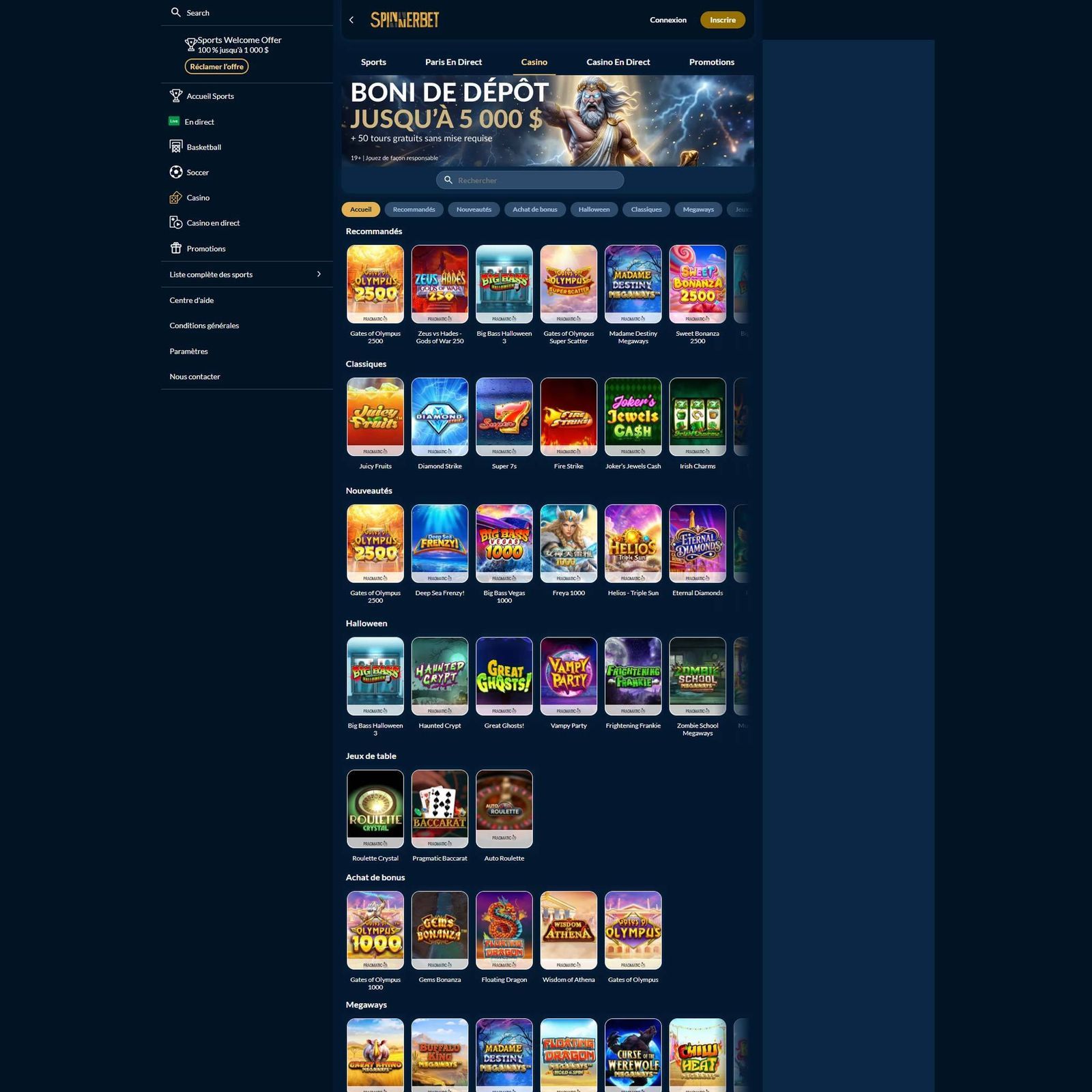SpinnerBet Casino screenshot 2