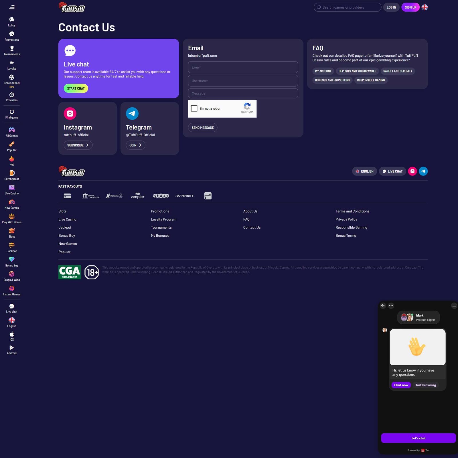 TuffPuff Casino screenshot 4