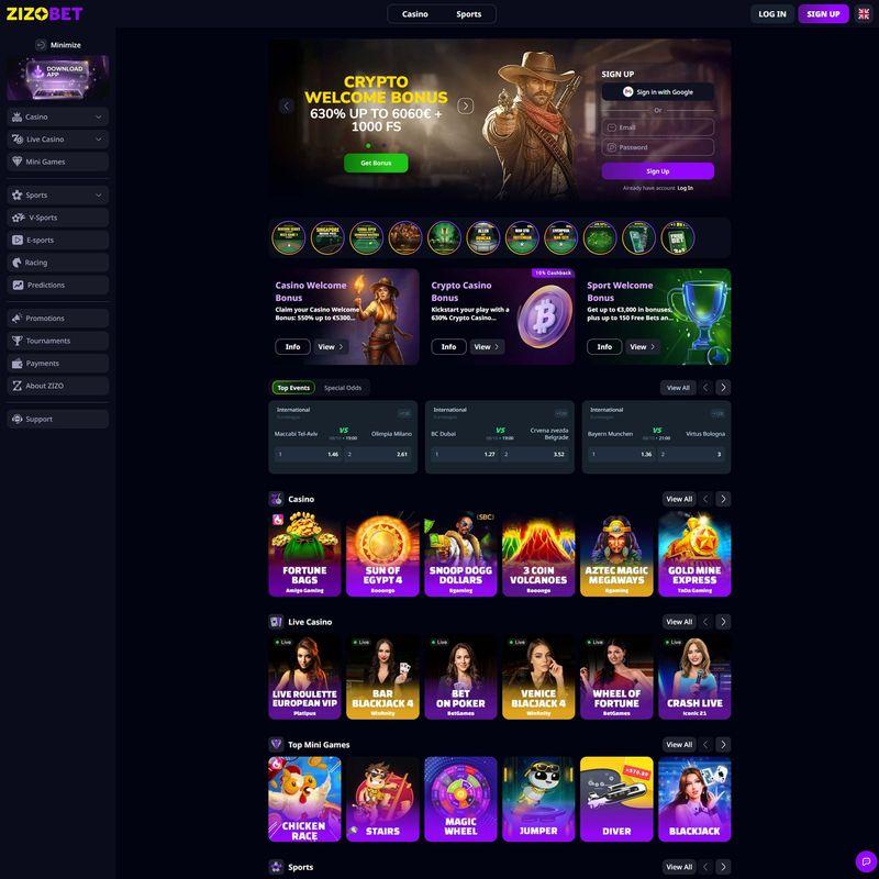 Zizobet Casino screenshot 1