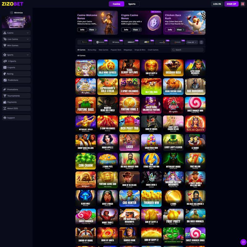 Zizobet Casino screenshot 2