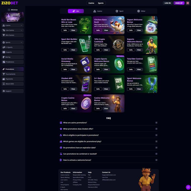 Zizobet Casino screenshot 3